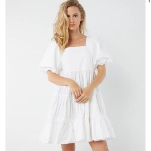 Oak and Fort white puff sleeve dress